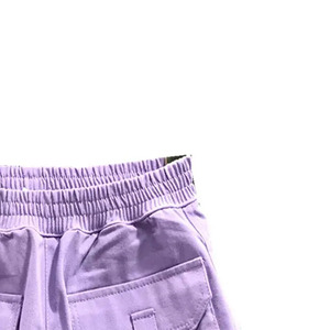 Short cargo en jean lavande pour femme, taille élastique, couleur unie, décontracté, respirant, avec poches, taille mi-haute, coupe ajustée, résistant au lavage - Product Image 6