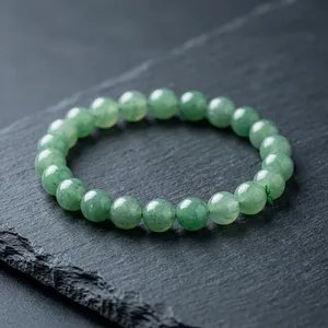 Bracelet en pierres précieuses d'aventurine verte naturelle Ha Gems, perles de 8 mm, extensible, unisexe, cadeau d'anniversaire du Rajasthan - Product Image 2