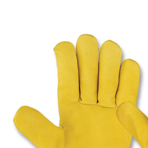 Yellow Leather Safety <b>Gloves</b> With Orange Cuff Elastic Tightening Anti Slip General Purpose Work <b>Gloves</b> - Product Image 3
