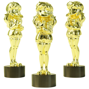 Statuette de chanteuse en métal doré, sculpture artisanale, trophée de concours de chant personnalisé avec gravure, vente en gros - Product Image 1