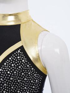 6-16 Children Kids Girls Gymnastics Dance Outfit Metallic Crop <b>Top</b> With Shorts And Headwear Sets Classes Performances Parties - Product Image 3