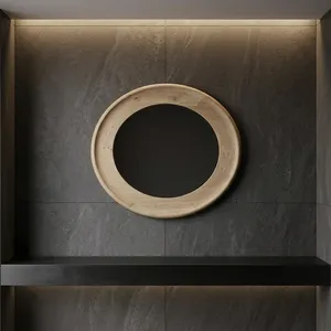 Wooden <b>Round</b> <b>Mirror</b> Frame Rustic Natural Wood Wall Mounted Decorative <b>Mirror</b> for Bedroom <b>Bathroom</b> Living Room - Product Image 5