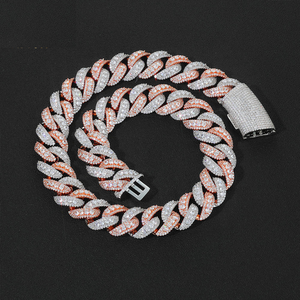 Pulsera de eslabones cubanos de moissanita de lujo con acabado en oro rosa y oro blanco, estilo hip hop, regalo de joyería para hombres y mujeres - Product Image 1