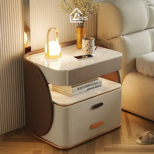 Mesita de Noche Moderna de Madera con Cajón |   Mesa de Noche con Bordes Redondeados |   Muebles de Dormitorio Estilo Japandi - Product Image 2