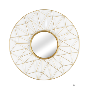 Metal Round Shape Golden Finished Modern Wall Mirror Luxury Handmade Fancy Style Home Wall Decoration - Product Image 1