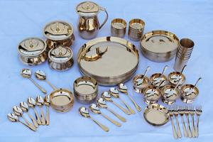 Juego de Vajilla Clásico de 84 Piezas de Bronce (Kansa), Ecológico, Ligero y Duradero - Product Image 4