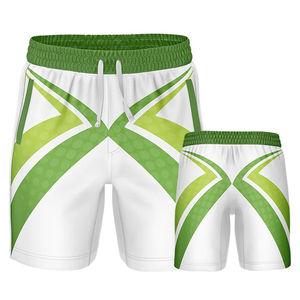 Pantalones Cortos Deportivos para Hombre, Color Rojo Sólido, con Franja Lateral Delantera, Secado Rápido, Cintura Elástica, Corte Medio, Tejido Ecológico - Product Image 3