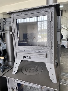 Compact Wood Burning Fireplace Stove with Glass Door <b>Small</b> Space <b>Heater</b> Handmade - Product Image 3