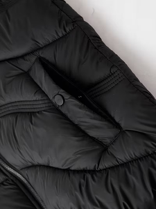 Customize Brand Men's Red Hooded Winter Vest Zipper Pockets Casual Outerwear Windproof Solid Color Polyester Wadding Canvas 340g - Product Image 5
