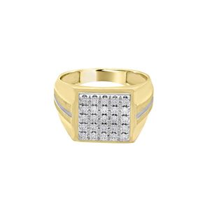 Anillo de sello para hombre de oro amarillo de 14K al por mayor con diamantes cultivados en laboratorio, diseño cuadrado con pavé, banda bicolor, estilo hip hop, personalizado para boda - Product Image 2