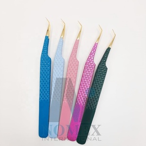 Pince à épiler d'extension de cils Volume de 45 degrés Points plaqués or de couleur personnalisée Outils de beauté et de cils aux prix de gros - Product Image 6