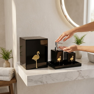Luxury Transparent Glass Bathroom Set Durable Thick Glass Accessories Kit Soap Dispenser <b>Toothbrush</b> <b>Holder</b> Soap Dish Tumbler - Product Image 2