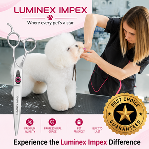 Ciseaux de toilettage professionnels en acier inoxydable pour animaux, coupe de poils durable, conception pour droitiers avec une coupe facile et fluide - Product Image 6