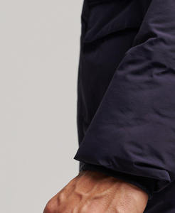 Veste matelassée bleu marine pour homme, coupe-vent, épaisse, décontractée, pour l'hiver, avec fermeture éclair, coupe classique, couleur unie, en polyester - Product Image 2