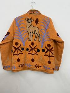 Hand Embroidered <b>Velvet</b> Shell Bomber <b>Jacket</b> <b>Women</b> Floral Pattern Open Stitch Full Sleeve Quick Dry Winter Autumn Spring - Product Image 2