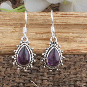 Boucles d'oreilles clous en améthyste violette naturelle, qualité AAA, pierre de naissance de février, bijoux fins pour femme, cadeau de mariage, pierre précieuse certifiée - Product Image 1