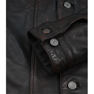 2026 OEM Best Trending Original Black Cowhide Leather Jacket For Men's Front Pockets High Quality Low MOQ Winter Fashion Jackets - Product Image 3