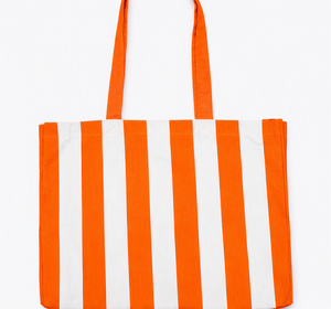 Orange White Striped Canvas Tote <b>Bag</b> Reusable Shopping Carry <b>Bag</b> <b>Gift</b> Packing <b>Bag</b> for Daily Travel - Product Image 1