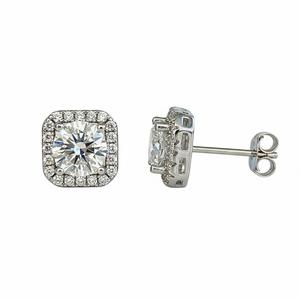 Wholesale DEF Color VS-VVS Clarity 14K Solid Gold Lab Grown <b>Diamond</b> Round <b>Square</b> Halo Stud <b>Earrings</b> Anniversary Gift for Women - Product Image 3