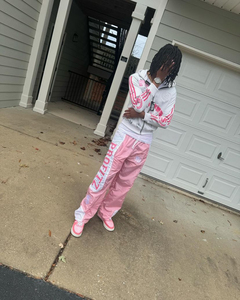 ชุดเซ็ตเสื้อฮู้ดซิปและกางเกงวอร์มทรงขาบานแบบย้อมสีเอซิดพร้อมลายพิมพ์ - Product Image 4