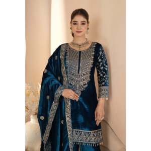Conjunto de Fiesta para Mujer de Diseñador con Elegante Pantalón y Hermoso Dupatta - Product Image 2