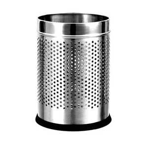 Poubelle en métal doré classique de haute qualité avec couvercle et poignées, poubelle ronde en fer durable pour extérieur, jardin, cuisine - Product Image 6