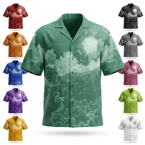 Camisas de vestir de manga corta con botones y diseño personalizado al por mayor, camisas de vestir informales con estampado gráfico para verano, playa y fiestas para hombre - Product Image 1