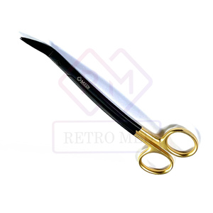 Ciseaux chirurgicaux dentaires Dean courbés 16,5 cm en carbure de tungstène noir et or réutilisables par MEDICAB INSTRUMENTS - Product Image 1