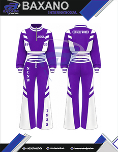 Ensemble de survêtement sportif décontracté NCNW Sorority pour femme, blanc et violet, avec manches longues, demi-zip et cordon de serrage - Product Image 6