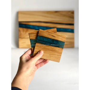 Posavasos de Piedra Personalizados para Regalos de Boda, Posavasos de Resina y Madera de Acacia para Bebidas, Portavasos al Mejor Precio - Product Image 5