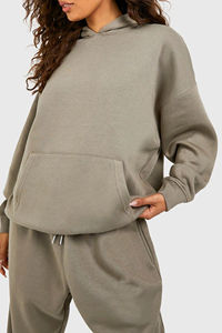 Conjunto Deportivo de 2 Piezas para Mujer, Talla Grande, 100% Algodón, con Logotipo Personalizado Serigrafiado, Estilo Hip Hop, Informal para Invierno - Product Image 3