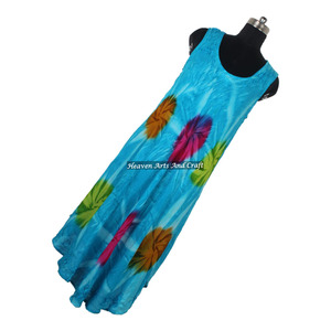 Robe longue en rayonne tie-dye pour femme, style parapluie, design coloré, tenue de plage, prix usine - Product Image 6