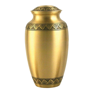 Urnas funerarias de latón de alta calidad para adultos con líneas negras y acabado en estaño para cenizas humanas. - Product Image 3