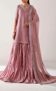 Cream Embroidered Silk Bridal <b>Kurta</b> Set Pink Dupatta <b>Indian</b> Pakistani Shalwar Kameez Traditional Islamic Clothing Customizable - Product Image 5