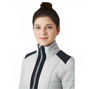 Chaqueta de equitación para mujer, gris claro, con cremallera completa, de algodón y poliéster, con detalles en negro, para salto de obstáculos, con logotipo personalizado, modelo VI-HRJ-0041 - Product Image 5