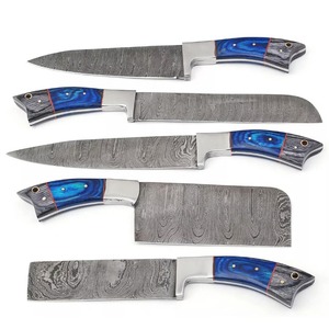 Juego de cuchillos de chef de acero de Damasco, juego profesional de 6 piezas, cuchillos de chef con filo serrado, juego de cuchillos para diestros - Product Image 1
