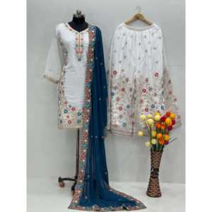 Beau haut Plazzo Dupatta pour femme avec travail manuel en pierre exquis - Product Image 5