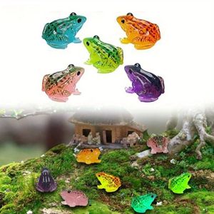 Figurines de grenouilles en résine lumineuses, couleurs vives mélangées, 20 pièces, décoratives, pour artisanat DIY, maison, jardin féerique, micro-paysage, petites figurines - Product Image 6