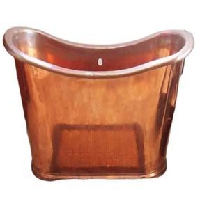 Bañera Ovalada de Cobre Independiente, Bañera Metálica Marrón sin Tapa para Adultos, para Baño en Casa - Product Image 4