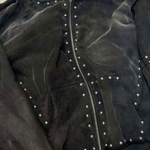 Sweat à capuche oversize pour homme, style punk, noir, fermeture éclair, décoré de strass, en molleton polyester/coton, coupe classique, hiver - Product Image 6