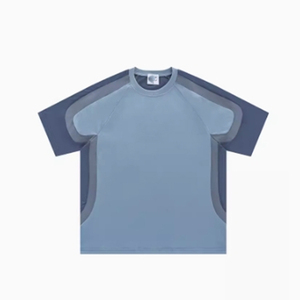 T-shirt pour homme à manches raglan bicolores, col rond, séchage rapide, tricoté, uni, coupe décontractée, longueur normale, 100% polyester - Product Image 1