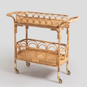 Champagne <b>trolley</b> cart boho-inspired rattan wine <b>trolleys</b> high quality food cocktail <b>serving</b> cart - Product Image 3