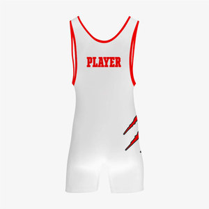 Singlet de Lucha Libre Personalizado, Diseño de Garra Roja sobre Fondo Blanco, Impresión por Sublimación, Ajustado, Absorbe la Humedad, Ropa Deportiva para Artes Marciales para Hombres Adultos - Product Image 2