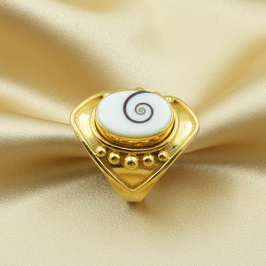 925 Sterling Silver Shiva Eye Shell <b>Ring</b> Rose Yellow Gold Plated Vintage Boho Adjustable <b>Statement</b> <b>Ring</b> Handmade Women Jewelry - Product Image 3