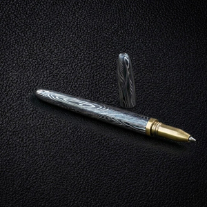 Custom Handmade Damascus Steel Tactical <b>Pen</b> with <b>Refillable</b> Ink Cartridge Precision Machined Metal Body Screw Cap and Premium - Product Image 6