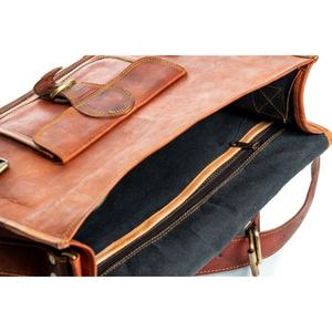 Handmade Vintage Genuine Leather Crossbody Sling Messenger Bag Two Straps <b>Custom</b> Logo Portable Laptop Office Satchel Bag For Men - Product Image 3