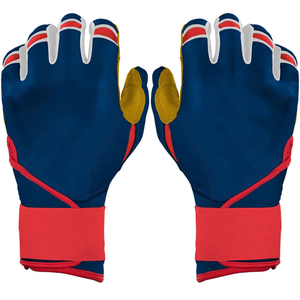 Athletic Blue Patterned Batting Gloves with <b>Light</b> Blue Accents for Training Unisex Adults <b>Pull</b> On Knit Fabric Lightweight - Product Image 2