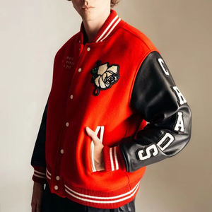 Manufacturer breathable plus size customized winter wool leather varsity <b>jackets</b> Patches College Baseball <b>jacket</b> for men - Product Image 5