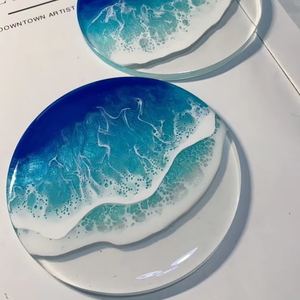 Ensemble de sous-verres en résine durable, faits à la main, réutilisables, carrés, sous-verres de luxe pour thé et café, couleurs personnalisées - Product Image 1