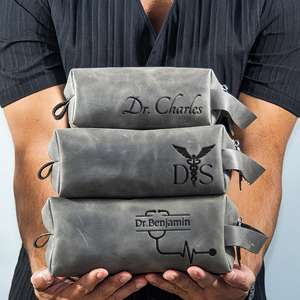 Custom Stamped Logo Genuine Leather <b>Toiletry</b> <b>Bag</b> Vintage <b>Men</b> Travel Dopp Kit Waterproof Shaving Wash <b>Bag</b> LYG-0189 - Product Image 5
